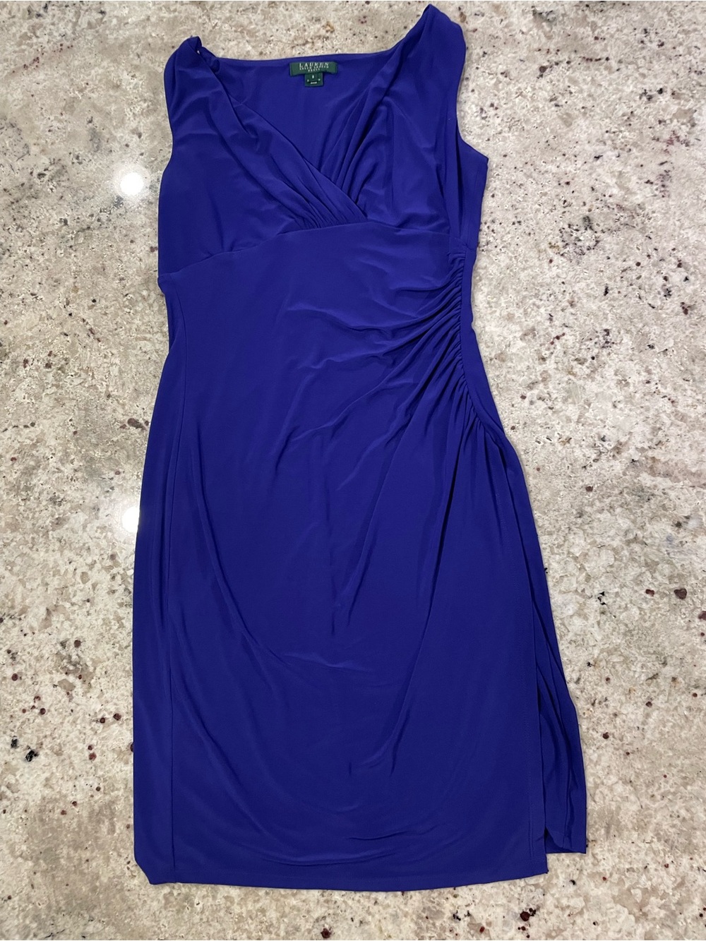 Ralph Lauren Royal Purple Sleeveless Wrap-Front Midi Dress